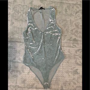 Forever 21 teal crushed velvet bodysuit